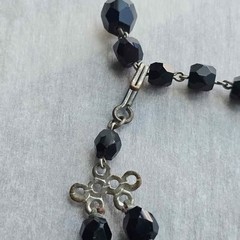 Vintage Double Strand Jet Black Faceted Bead Necklace