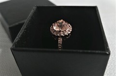 Vintage Signed Rose Gold Plated & Morganite Engagement Ring size 9