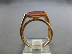 1.99CT DIAMOND & AAA PINK TOURMALINE & RUBY 14K ROSE GOLD SEMI BEZEL RING #28209