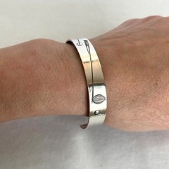 VTG Stuart Nye Sterling Silver 925 Copper Embossed Cuff Bracelet 6.75″
