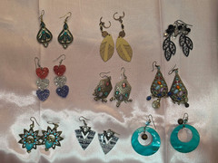 Women’s Mixed Lot Fashion Earrings 9pc Multicolor Dangle/Hoop Crystal Rhinestone