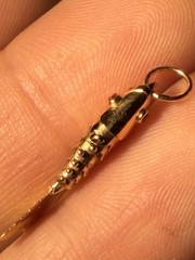 Vintage 18K Gold Articulated Chinese Koi Fish Pendant Ruby Eyes