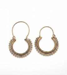 Vintage Gold Tone Tribal Hoop Earrings | Boho Ethnic Filigree Design