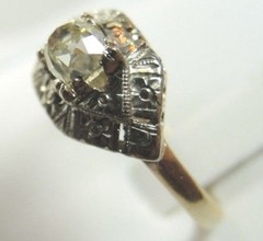 Antique Art Deco Diamond Engagement 14K Ring Size 7 UK-N1/2 EGL USA Fine