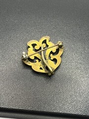 Antique gold tone ornate watch clip pin brooch Art Nouveau flowers