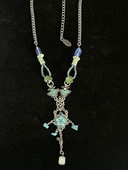Vintage H. Dublin Signed Necklace Dangle Crystal Multicolor Bead Statement 18”