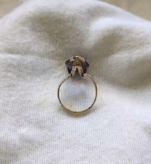 Vtg 14K Gold Pear Shaped Color Change Sapphire 14.5ct Sz 8 Cocktail Ring