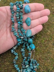 Vintage Turquoise Nugget Necklace Sterling Silver 24 Inch Southwestern Boho