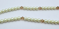Faux Pearls & Pink Rhinestones Necklace With Carved Mother of Pearl Cameo VTG
