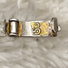 Vintage Sweetheart Bracelet Sterling Painted Heart Bliss Brothers Fits 7″ Wrist