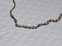 Brass Tone Metal Cubes Chain Choker 17 Inch Necklace Vintage