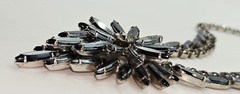 VTG Juliana D&E Black Hematite Navette Rhinestone Necklace Book Piece Statement