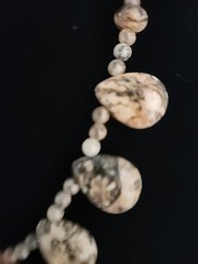 Vintage JTV Leopard Jasper Semi Precious Gemstone Bead Necklace Fishhook Clasp