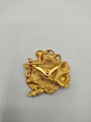 Vintage Tona Brooch Gold Tone Watering Can & Flower Brooch 1.75″ Signed