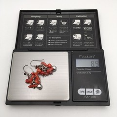 Vintage Sterling Silver Red Orange Coral Flower Hook Dangle Earrings 8.9g #97