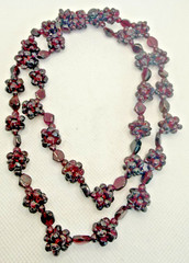 Vintage Garnet Beaded Necklace Burgundy Bohemian Cluster 27″ 77GR Estate