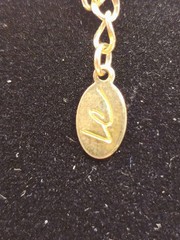 Vintage Liz Claiborne Signed Gold Tone Necklace with Red Marquise Cabochons
