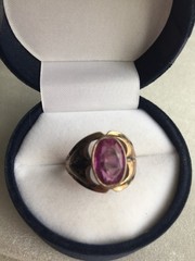 Rings silver 875 Gold plated pink-purple corund Russian Soviet vintage USSR