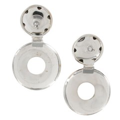 Vintage 1980s Runway Large Silver Tone Circle Statement Earrings Pierced