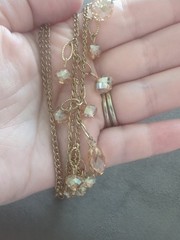 Vintage Gold And Peach Tones Necklace With Peach Tone Beads – 32 In Long