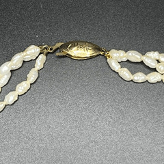 Vtg Genuine Fresh Water Rice Pearls Multi-strand Necklace Silver Stamped Clasp
