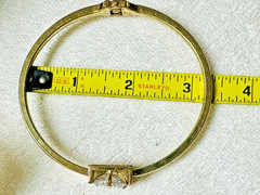 Gold Tone Clamp Bangle Bracelet Huge Rhinestone Focal b183