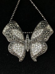 Rare Vintage SLC Sterling Silver Butterfly Necklace