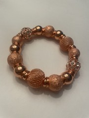 Peach & Marble Stretchy Set Of 2 Chunky Bracelets Butterfly Charm