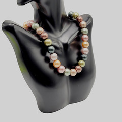Lustrous Pastel Metallic Coated Glass Faux Pearls Earthy Jewel Tones 19 Inch