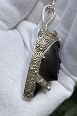 Sign Sajen 925 Gems Black Goddess Large Pendant Hand Made 22.5”Chain Necklace