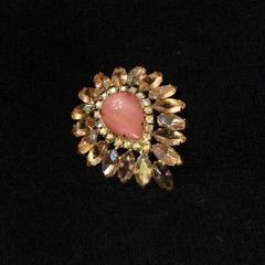 Lot of 4 Jelly AB Vintage Brooches 1.5-2.5″ Capri Pink Purple Green Teal Orange
