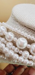 16″ Six Strand Faux Pearl White Beaded Necklace W/Silver tone Clasp bl03