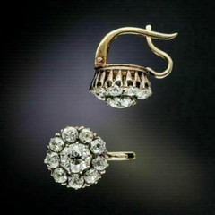 Cluster Floral Shape Halo Earrings 2.4 Ct Simulated Diamond 14K Yellow Gold Over