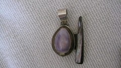 Vintage Sterling Silver/ Shell MODERNIST Heavy Pendant Stamped