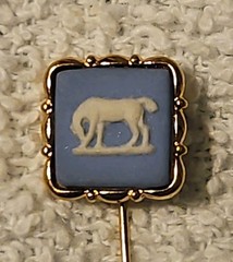 Vintage 1974 Wedgwood Stick Pin Blue Jasperware Horse Cameo
