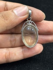 Handmade Sterling Silver Natural Rutilated Quartz Stone Vintage Pendant