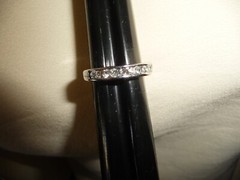 SILVER TONE BAND w FAUX DIAMONDS RHINESTONE Sz 5 1/4 #23/8A