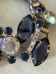 Vintage JULIANA D&E 5 Link Bracelet Navy Blue Rhinestone AB Crystal Book Piece!