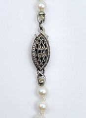 Vintage 21″ Graduated Cultured Pearl Necklace Signed Grassman Blake Sterling
