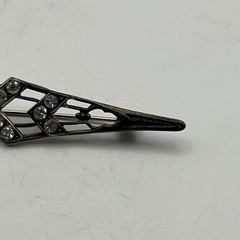 Vintage European Silver Tone Brooch Trombone Clasp Brilliant Rhinestone Deco 3”