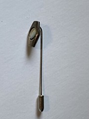 Vintage Antique silver tone Stick pin with Mother of Pearl inlayed unisex