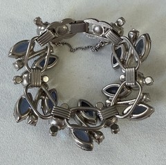 Vintage JULIANA D&E 5 Link Bracelet Navy Blue Rhinestone AB Crystal Book Piece!