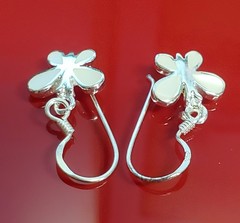 VTG 925 MOP Butterfly Earrings 1in Drop Sterling Silver Mother of Pearl Inlay