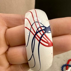 Vintage Necklace Bangle Bracelet Set Patriotic Red White Blue 4th of July 25”