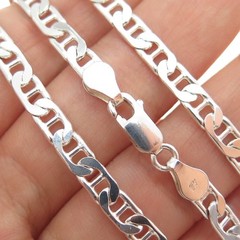 925 Sterling Silver Vintage Italy Anchor Mariner Chain Necklace 18″