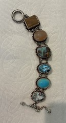Vintage Stephen Dweck One Of A Kind Chunky Bracelet 925 Sterling Silver w/Gems