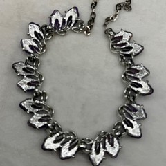 Vintage Thermoset Necklace Purple Rhinestone Special Piece Adjustable 17”