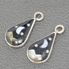 Vintage Southwest Sterling Silver Moon Star Night Pendant 2 Charms 925 Signed JP