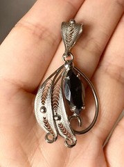 Vintage Sorrento sterling silver filigree hematite Pendant