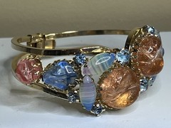 Vintage DeLizza & Elster (D & E, Juliana) Peach and Blue Clamper Bracelet